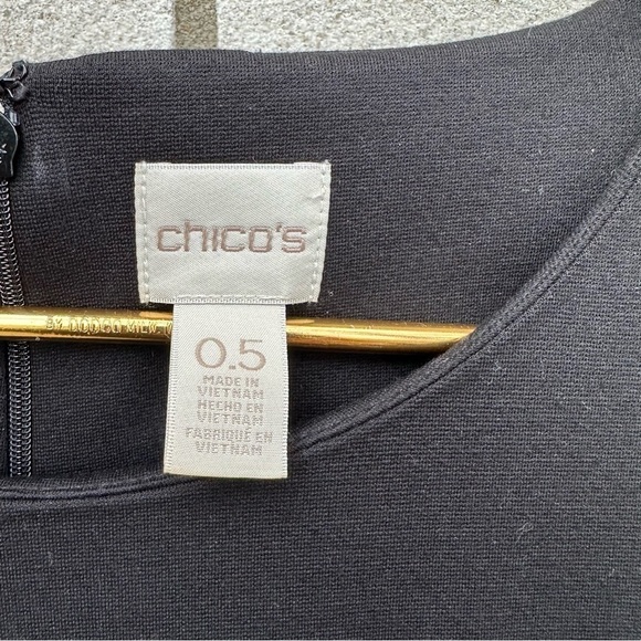 Chico’s Black Ponte Bell-Sleeve Short Dress - Picture 4 of 9